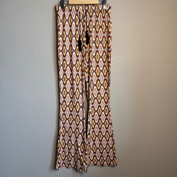 Forever 21 Pants - Forever 21 Retro Geometric Print Flare Leg Tassel Tie‎ Waist Pants Multicolor S